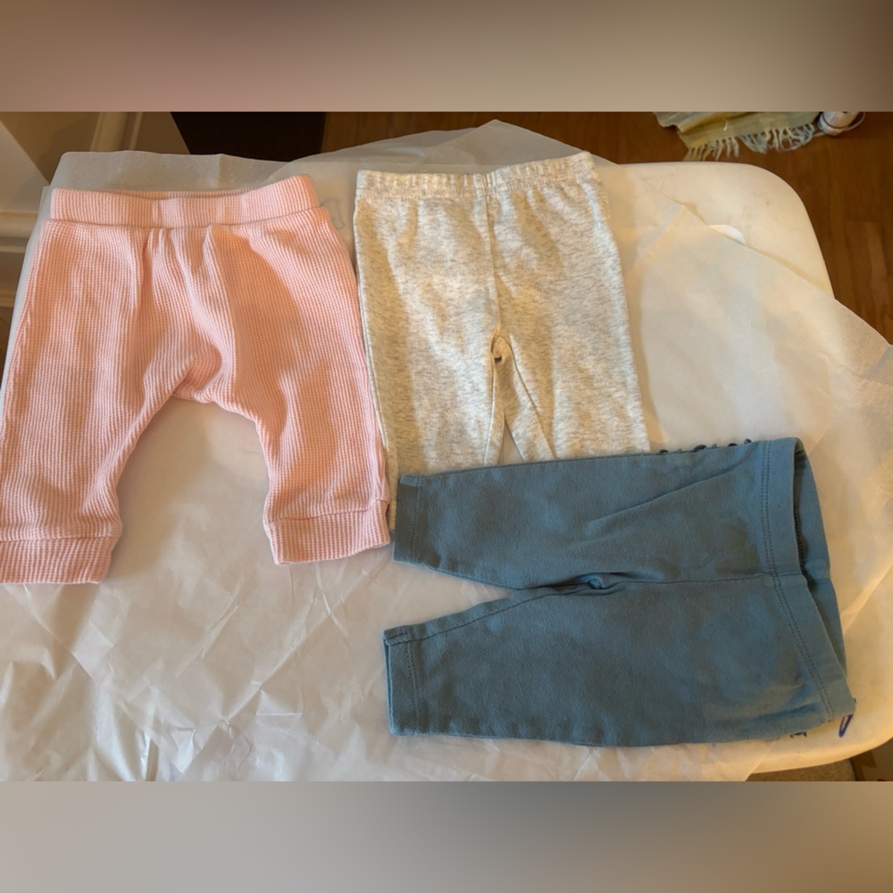 Baby Girl Pink, Blue, and Gray Bottoms